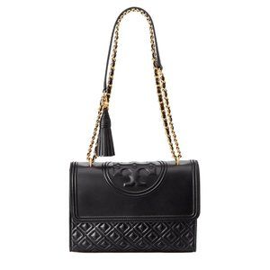 NWT Tory Burch Fleming Leather Shoulder Bag BLACK